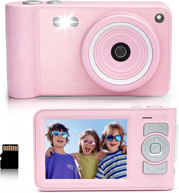GCORDER Digital Camera,Pink Digital Camera for Kids Teens 3-18, 50MP FHD 1080P Compact
