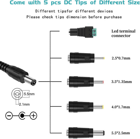 24V Power Supply, 24V 1A AC Adapter DC Power Cord for LED Strip Light CCTV Camera Bluetooth Speaker Nail Lamp Air Cleaner Massage Gun Mini Printer