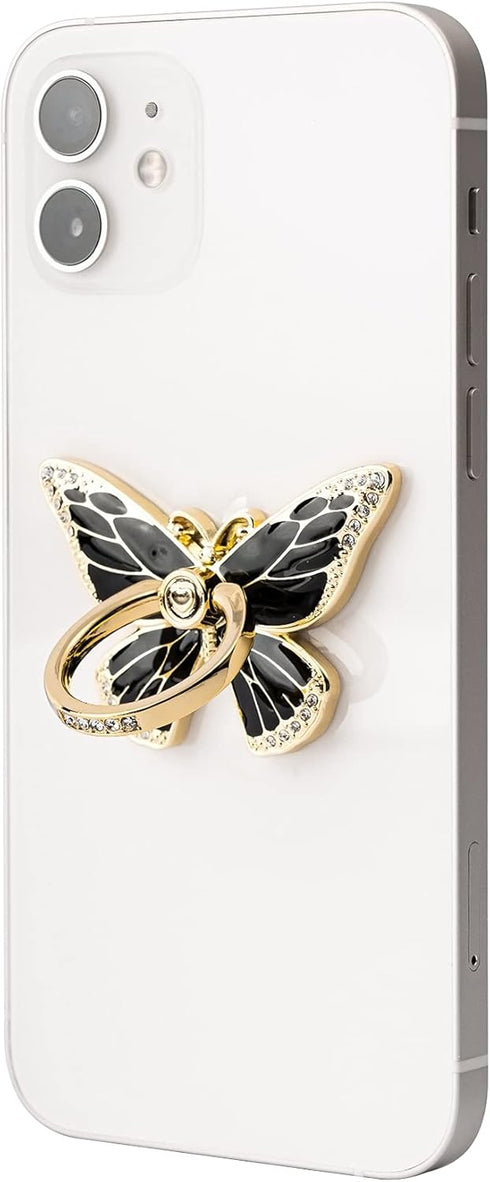 Butterfly Cell Phone Ring Grip Holder, 360 Degrees Rotation Phone Ring Grip Stand Compatible with iPhone, Samsung