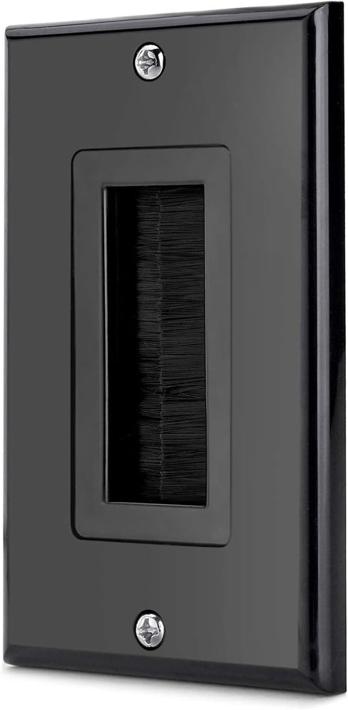 Brush Wall Plate Decora Style, Cable Pass Through Faceplate Insert for Wires, Single Gang Wall Socket