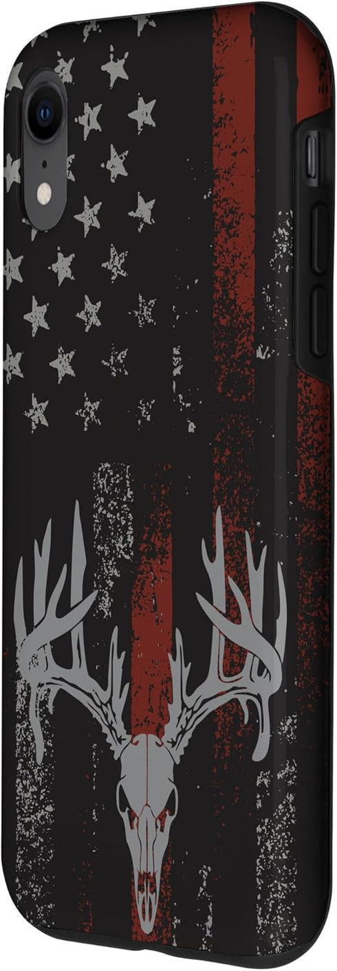iPhone XR American Flag Whitetail Deer Buck Hunting USA FLAG Hunter Case