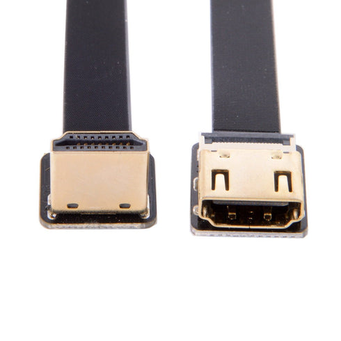 JSER CYFPV Down Angled 90 Degree HDMI Male to Female FPC Flat Cable for HDTV Multicopter Aerial Photography (0.2m)