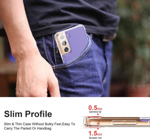 KIOMY Clear Case for Samsung Galaxy S21 5G, Shockproof Bumper Protective Cover with Airbag Corners