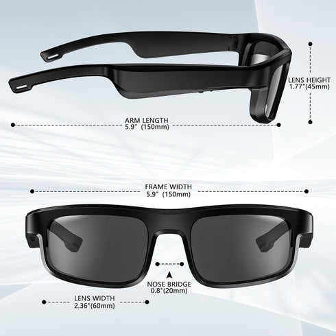 Smart Glasses, Polarized Bluetooth Sunglasses with Speaker, Voice Assistant, Open Ear, UV Protection for Outdoor Audio