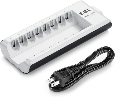 EBL AA AAA Battery Charger, 8-Bay Individual Charger for NiMH NiCD Batteries