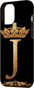 iPhone 15 Pro Max Crown Phone Case Initial J alphabet mobile cover Letter J Case