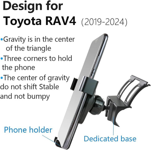 Car Phone Holder for Toyota RAV4 2019-2025, Hybrid XSE Limited, Prime XSE 2021-2025 - Auto Accessories Navigation
