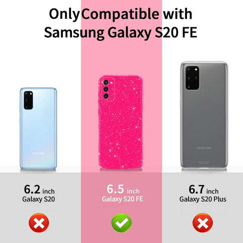 MINSCOSE Compatible with Samsung Galaxy S20 FE 5G Case,Cute Neon Bright Color,Glitter Bling Thin Slim Shockproof Silicone Sparkly Cover for Women Girl for Galaxy S20 FE 6.5 INCH-Orange