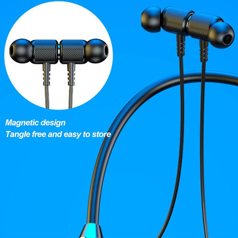 BT 5.2 Neckband Earbuds - Magnetic Headphones, IPX5 Waterproof Stereo Ergonomic Enhanced Bass Sports Earphone, Black