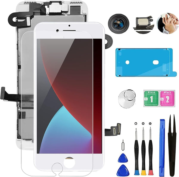 for iPhone 7 Plus Screen Replacement White, Mobkitfp 5.5" Full Assembly LCD Display with Front Camera & Repair Tools
