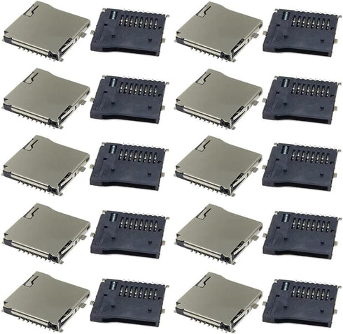 Spring Loaded Push/Push Micro SD Transflash Memory Card Socket Slot, 20 Pack