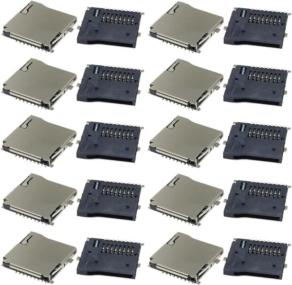 Spring Loaded Push/Push Micro SD Transflash Memory Card Socket Slot, 20 Pack