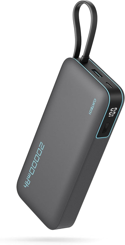 CUKTECH 45W 20000mAh Power Bank, Portable Charger with Built-in USB C Cable for Travel, Fast Charging Battery Pack