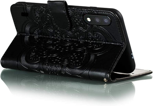 Samsung Galaxy A01 Case Flip Premium Wallet Phone Case, PU Leather Mandala Embossed, Shockproof Cover