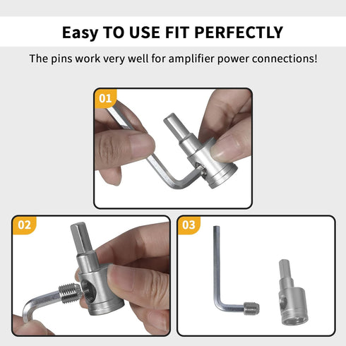 4-Pack Amp Input Reducer from 0 Gauge to 4 Gauge with Hex Screw Clamp, Heat Shrink Tubes & Hex Tool for Car Audio