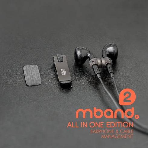 Mband 2 Pack of Mband Mclip Holder 03 Black - Organizing Earphones, Earbuds, Cable, Multi Color Keychain Clip