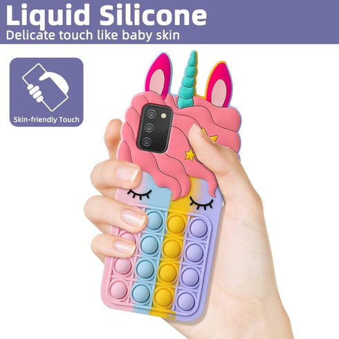 for Samsung Galaxy A02S/A03S Case, Cartoon Fun Kawaii Cute Silicone Bubble Button Decompression Case