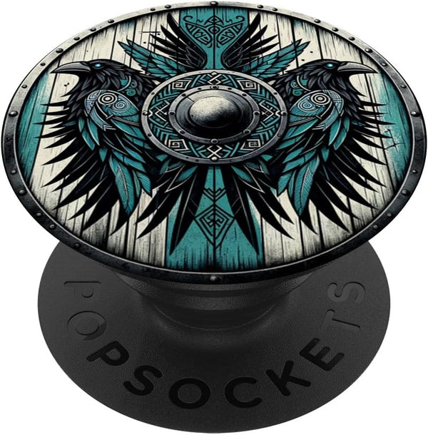 PopSockets Standard PopGrip - Odin's Ravens Shield Viking Shield Art Mythology