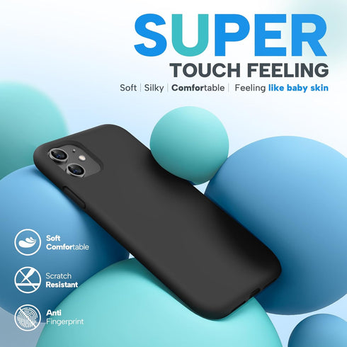 Miracase iPhone 11 Case (6.1") - Black Liquid Silicone Gel, Full Body Shockproof Cover with Screen Protector.