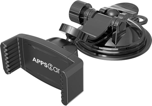 APPS2Car Adjustable Arm Suction Cup Phone Holder for Car, Low Profile Dashboard Mount Compatible w/All iPhone & Android