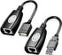 USB Extender Over RJ45 Cat 6/5/5e Adapter, RJ45 Ethernet Splitter to USB Extension up to 50m/164ft