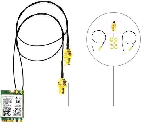 Wireless-AC8265 Dual Mode NIC Module for Jetson Nano Developer Kit, Supports 2.4GHz/5GHz Dual Band WiFi & Bluetooth