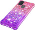 Samsung Galaxy A21S Case with Tempered Glass Screen Protector, Glitter Bling Floating Liquid TPU Shockproof Cover -