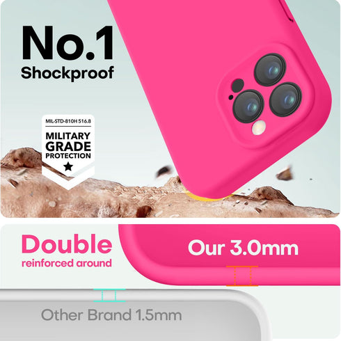 LOVE 3000 Premium Silicone Case for iPhone 14 Pro, Soft Anti-Scratch Microfiber Lining, Hot Pink