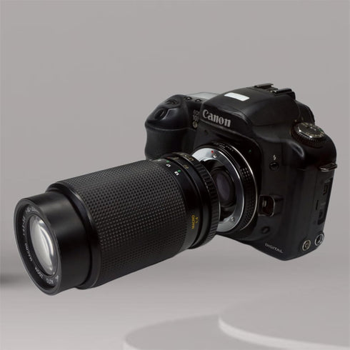 Lens Mount Adapter Manual Focus with Optical Glass and Cap, Compatible with Minolta Rokkor MD MC Mount Lens to Canon