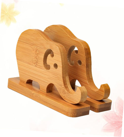 WOONEKY Bamboo Elephant Phone Holder - Sturdy Desk Stand