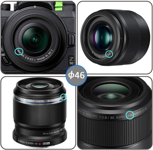 Nikkor Z DX 16-50mm f/3.5-6.3 VR Lens Cap, Z50 Z30 46mm Snap-on Lens Cap, Fire Rock Center Pinch, 2 Packs