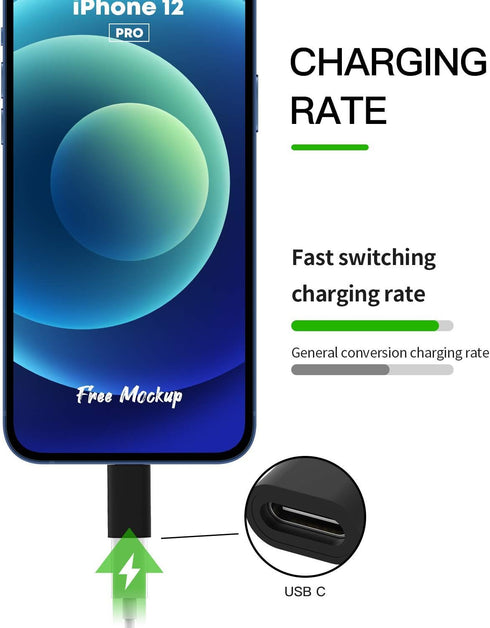 3Pack USB-C to Lightning Adapter for iPhone 12, 11, Mini, Pro, Max, XS, XR, X, SE2, 7, 8 Plus, iPad Air, AirPods.