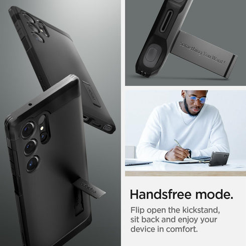 Spigen Tough Armor Case for Galaxy S24 Ultra, Black with Kickstand, Military-Grade Protection for 2024