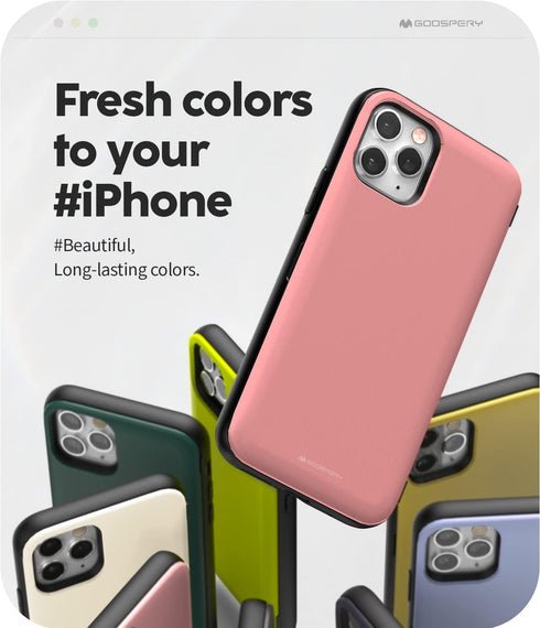 GOOSPERY iPhone 11 Pro Wallet Case, Protective Dual Layer Bumper Phone Case with Card Holder, Pink