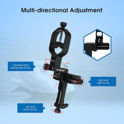 SVBONY SV214 Pro 3-Axis Universal Smartphone Adapter, Digiscoping Adapter with Remote Control for 28 to 48mm Eyepiece