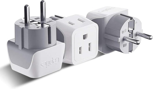 Ceptics Schuko Germany, France Plug Adapter, Dual Input - Ultra Compact Light Weight
