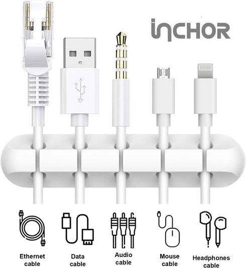 Cord/Cable Organizer, White Cord Holder, USB Cable Management, 3 Packs Cable Clips for Car Home Office (7, 5, 3 Slots)