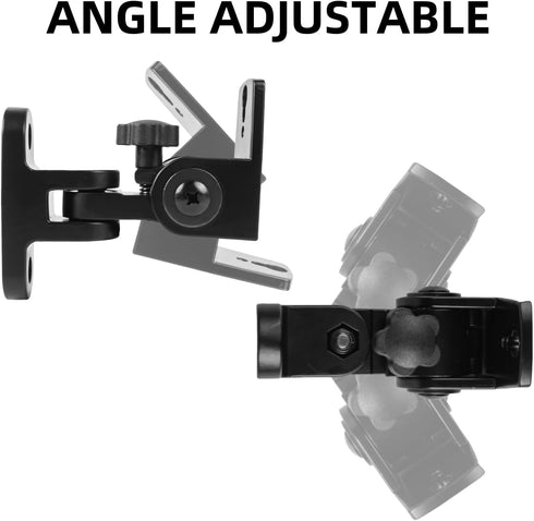 Universal Speaker Wall/Ceiling Mount Brackets | 180° Adjustment, 2 Packs Black Metal Wall Mount for Small Speakers,
