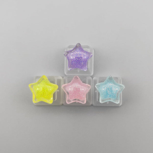 4 Keys Cute Colorful Star Keycaps - Custom 3D Backlit Keycap for Cherry Mx Switch Mechanical Keyboard, Gaming Decoration