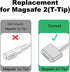 Magnetic USB C Female to Mag-Safe 2 T Tip Male Adapter, 100W PD Power Charger for MacBook Pro Air