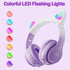 Kids Bluetooth Headphones, Wireless Over-Ear Headphones with Microphone, Cat Ear Design for Girls, Purple