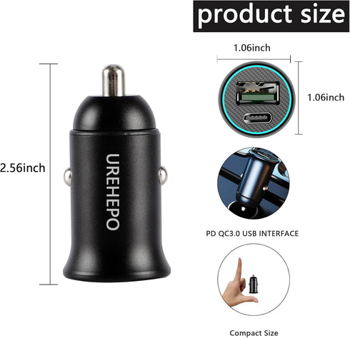 USB C Car Charger, 45W Dual Ports Fast Charge Car Charger Adapter, PD30W&QC3.0 Compatible with iPhone 14 13 12 11 Pro