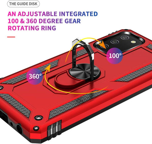 for Samsung A02S Case - with Screen Protector, Military Grade 16ft Drop Tested Cover with Magnetic Kickstand Car Mount