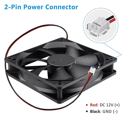 GDSTIME Dual Ball Bearings Cooling Exhaust Fan, 120mm x 120mm x 25mm, 5 inch 12v Brushless