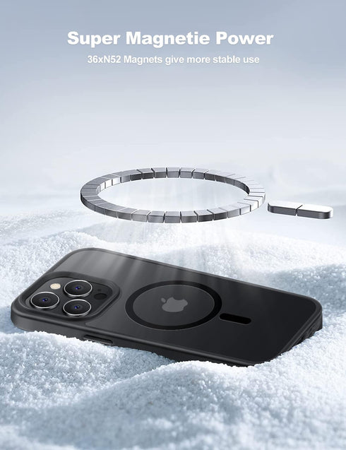 Tigowos iPhone 15 Pro Max Case - Shockproof, Matte Skin, 10FT Drop Resistant, MagSafe Compatible, Titanium Black.