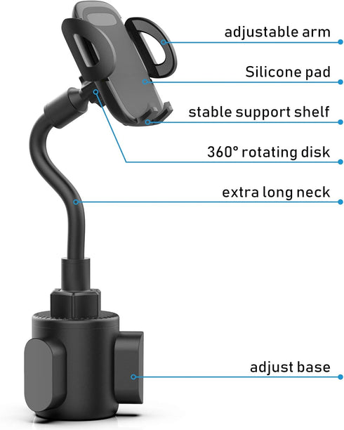 Cup Car Phone Holder for Car, Universal Adjustable Gooseneck Cup Holder Cradle for Cell Phone