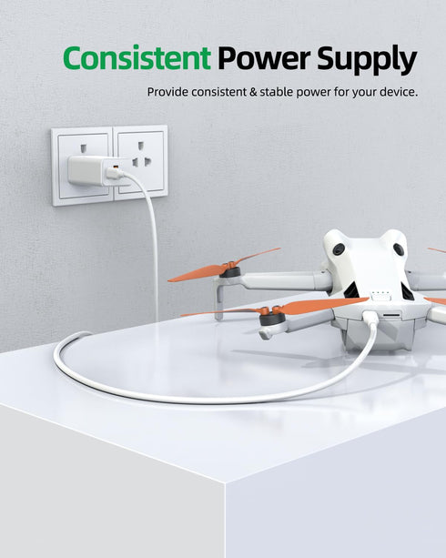 30W USB-C Charger for DJI Mini-2-SE, Mini-4-Pro, Mini 3 Pro, Mini 2, Mini 3, 4, Osmo Pocket 3, Avata, Mini SE - Fast