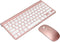 Keyboard Mouse Set 2.4G USB Thin Ergonomic Mute for Computer (Rose Gold)