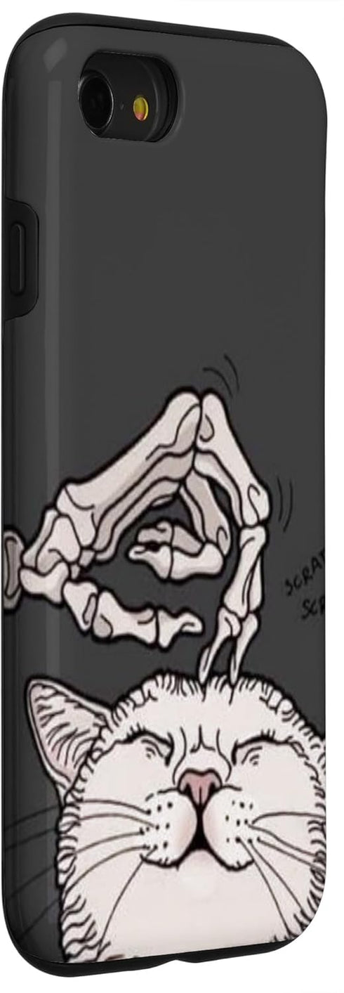 Cute Skeleton Scratching Cat Halloween Aesthetic Gothic Art Case for iPhone SE (2020), 7, 8 - Perfect for spooky vibes!