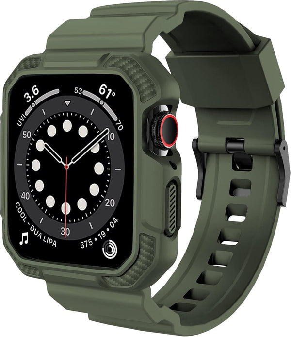 OROBAY Compatible with Apple Watch Band 41mm 40mm 38mm, Rugged Shockproof Strap with Case for iWatch SE2 Series